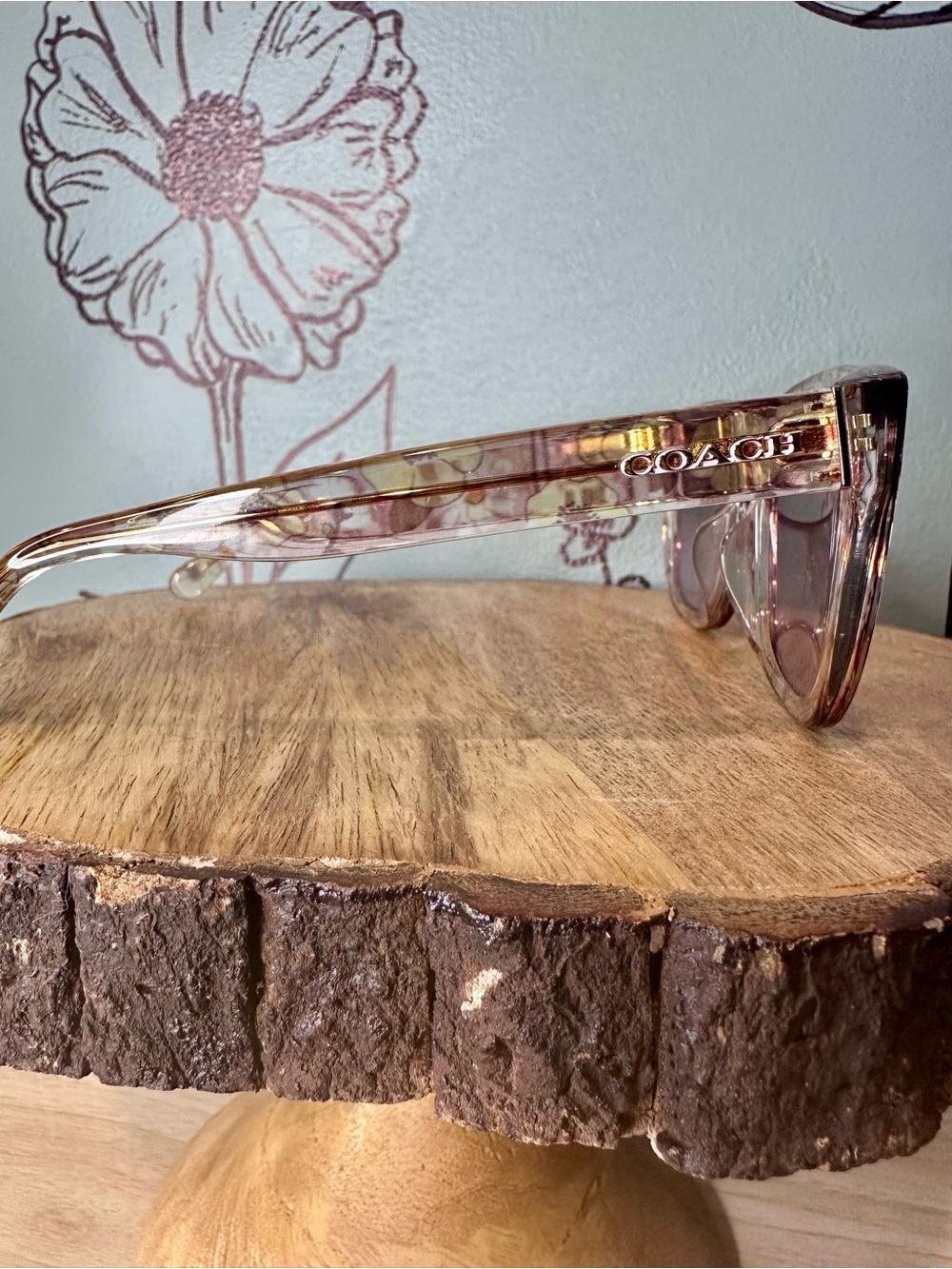 Coach Transparent Pink Floral Sunglasses - Picture 7 of 10